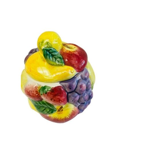 Vintage Potteries Fruit Vegetable Charming Sugar Bowl Fruit Basket Sugar Bowl  J - Picture 5 of 8